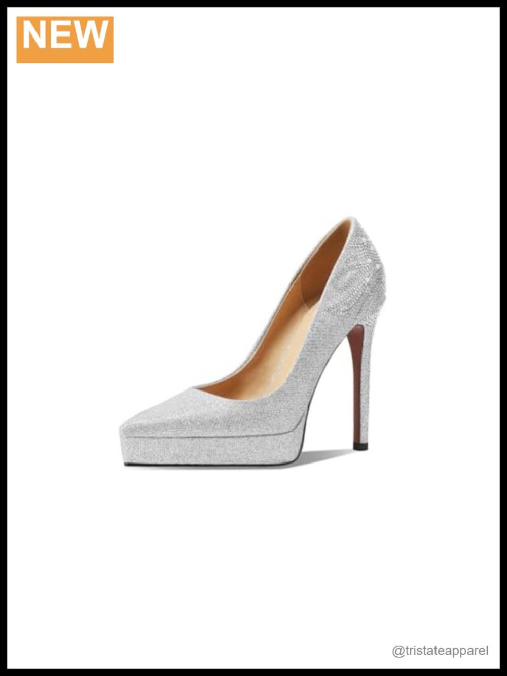 Glitter Rhinestones Pointed Closed Toe Platform High Heel Handmade Pumps Heels